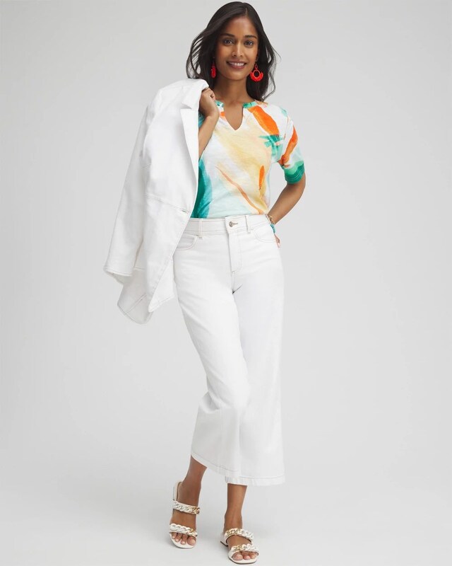 Watercolor Notch Neck Tee - image 2